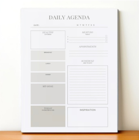 Neutral Daily Agenda Notepad