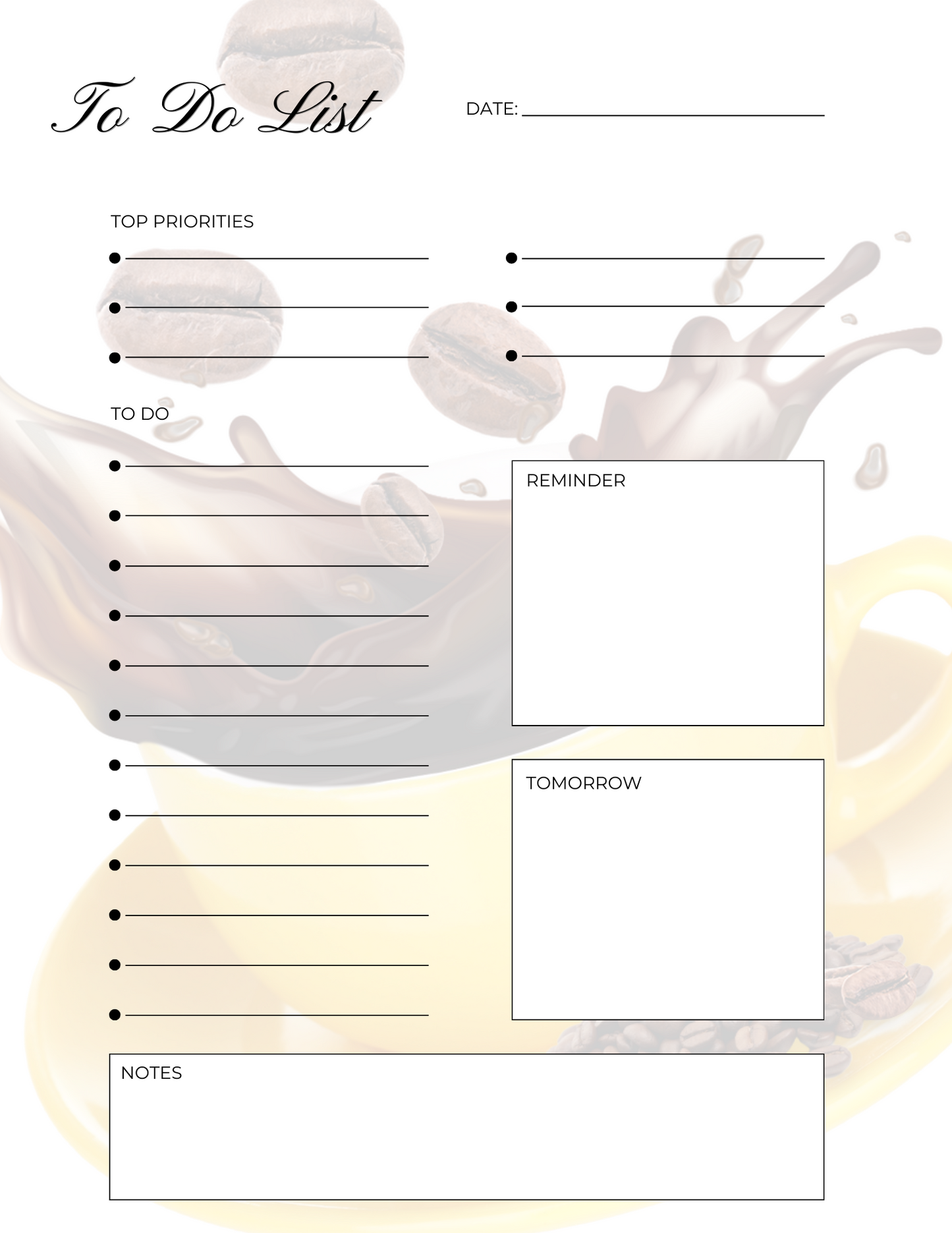 Coffee Lovers To-Do List Notepad